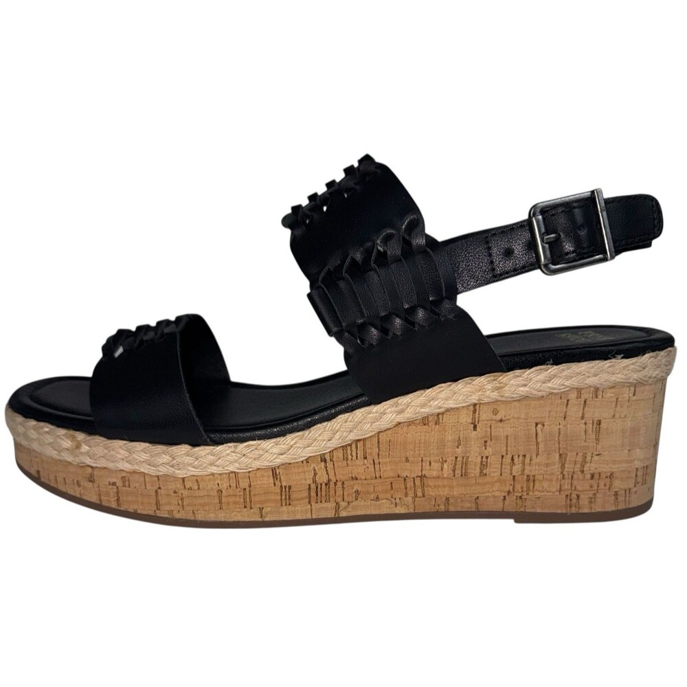 Frye & Co Womens Size 10 Sandals Wedge Platform Shoes Cork Heel Black Lavish New